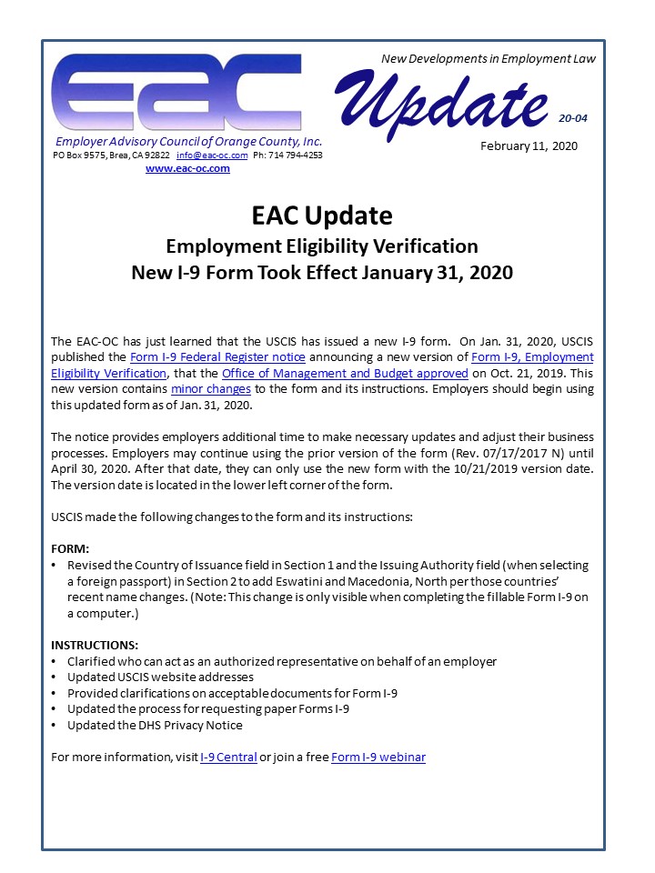 EAC_Update_20-04_-_New_I-9_Form_as_of_01