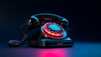 vintage-rotary-phone-with-glowing-red-accents-on-a-dark-background-highlighting-retro-technology-photo